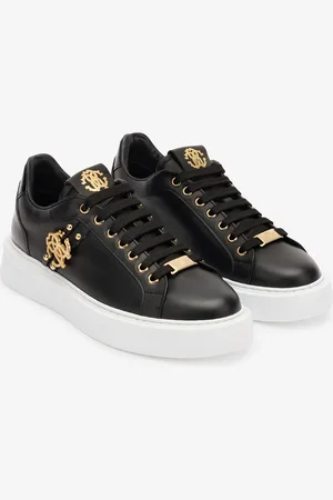 Roberto Cavalli Zapatillas De Piel Con Detalles Dorados