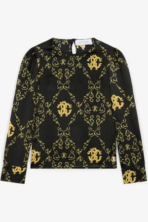 Roberto Cavalli Top de seda con estampado Filigree