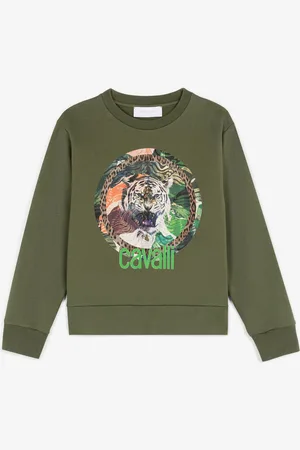 Roberto Cavalli Sudadera de algodón con estampado de tigre