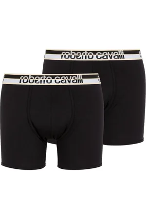 Roberto Cavalli Pack de Dos Bóxers Ropa Negros con Cintura Logo