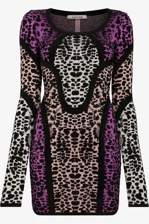 Roberto Cavalli Animal print panelled minidress