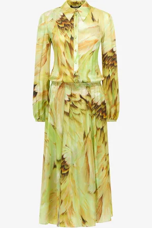Roberto Cavalli Long dress Plumage print