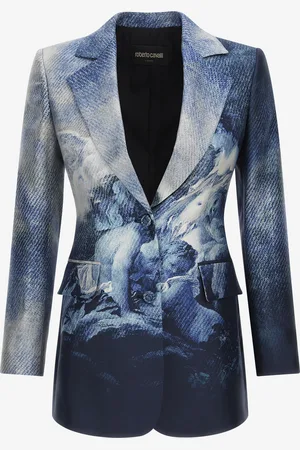 Roberto Cavalli Americana de un solo botón con estampado Denim Wild Leda