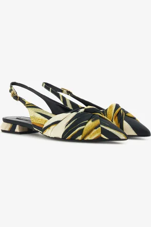 Roberto Cavalli Print Satin The Pettegola Slingback with low heel