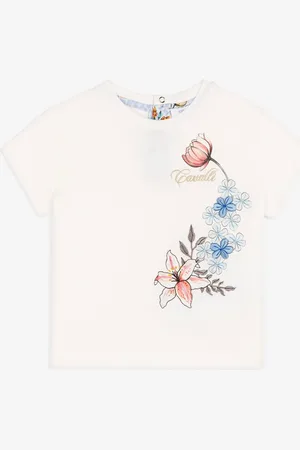 Roberto Cavalli Camiseta con logotipo bordado y estampado Flower