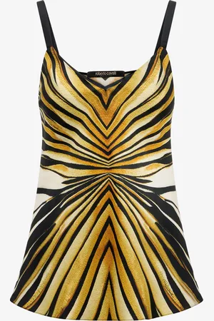 Roberto Cavalli Top De Seda Estampado Ray Of Gold