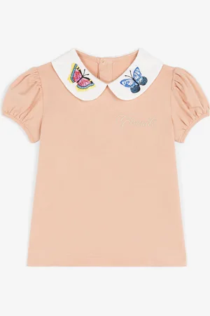 Roberto Cavalli Top con manga farol y mariposas bordadas