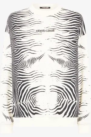 Roberto Cavalli Sudadera con estampado cebra y logotipo
