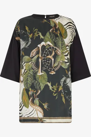 Roberto Cavalli Camiseta Estampado Jungle Y Monograma Mirror Snake