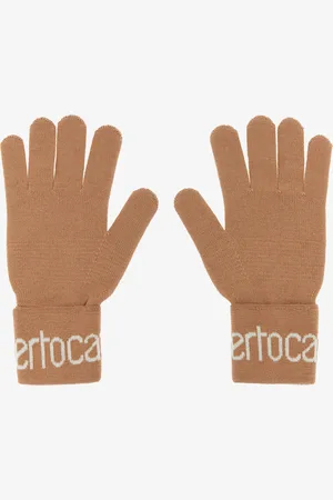 Roberto Cavalli Guantes de mezcla de lana con logo