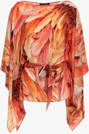 Roberto Cavalli Plumage print short kaftan
