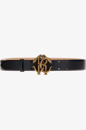 Roberto Cavalli Leather belt with Monogram Mirror Snake