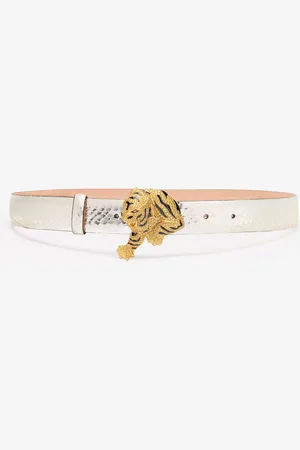 Roberto Cavalli Belt with Snake Print and Jewel Tiger Detail