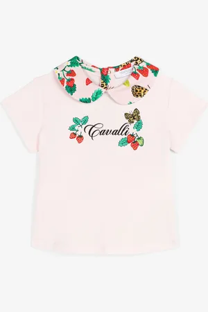 Roberto Cavalli Camiseta con mariposas y fresas bordadas