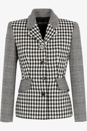 Roberto Cavalli Blazer de botonadura simple con cuadros gingham y pata de gallo