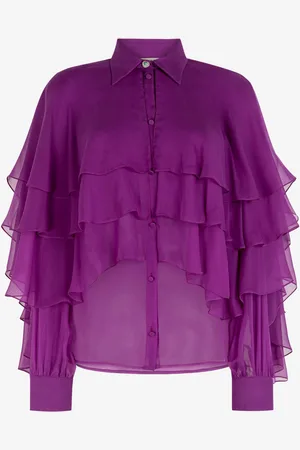 Roberto Cavalli Blusa de seda con volantes