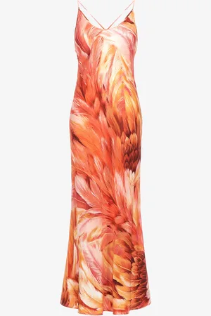 Roberto Cavalli Plumage print long dress