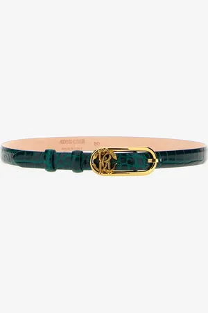Roberto Cavalli Leather belt with Monogram Mirror Snake