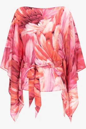 Roberto Cavalli Plumage print short kaftan