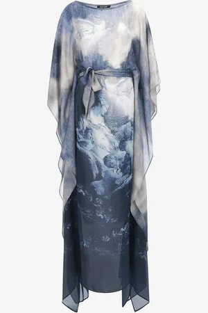 Roberto Cavalli Long Printed Blue Dress
