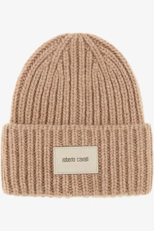 Roberto Cavalli Gorro de mezcla de alpaca de canalé con logo