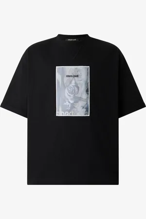 Roberto Cavalli Camiseta con estampado de rosas y logotipo