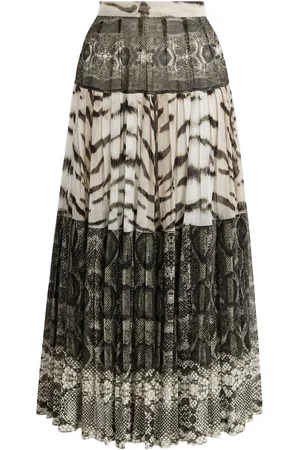 Roberto Cavalli LA Tigresse reptilla pleated skirt