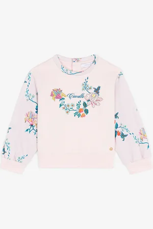 Roberto Cavalli Sudadera de algodón con logotipo y bordado Floral