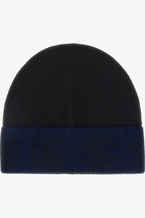Roberto Cavalli Gorro Beanie Negro de Lana con Banda Logo