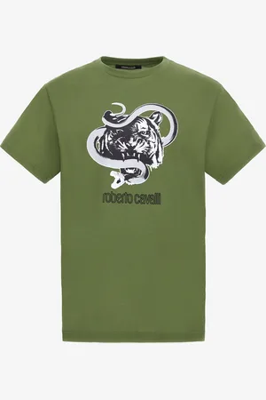 Roberto Cavalli T-shirt with Jaguar and Snake prints