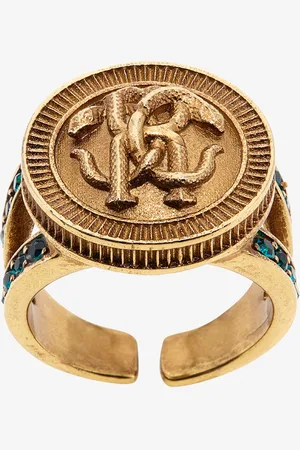 Roberto Cavalli Anillo Con Monograma Mirror Snake Y Cristales