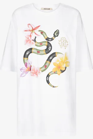 Roberto Cavalli Camiseta Con Serpiente Y Flores