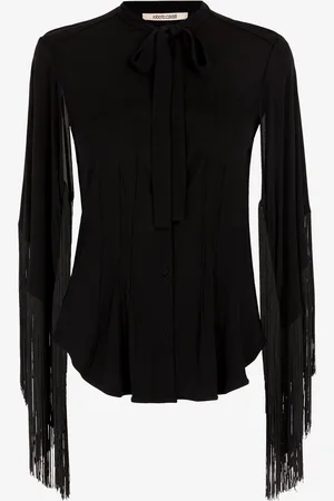 Roberto Cavalli Camisa con flecos y lazo en el cuello