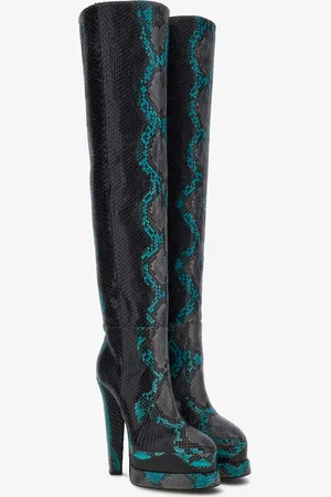 Roberto Cavalli Embossed python knee-high boots