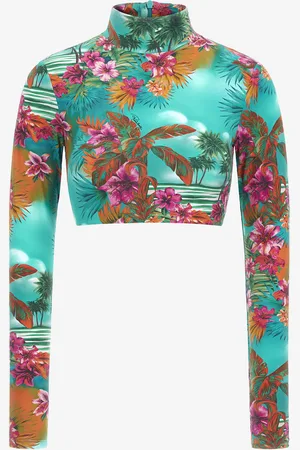 Roberto Cavalli Crop top Hawaii print