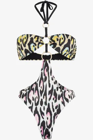 Roberto Cavalli Leopard-print cut-out swimsuit
