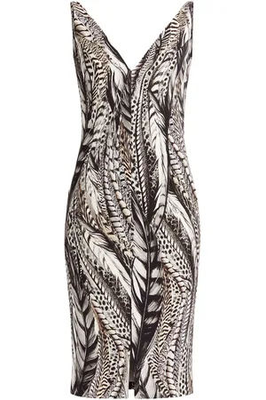 Roberto Cavalli Feather-print dress