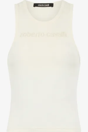 Roberto Cavalli Camiseta sin mangas con logotipo bordado