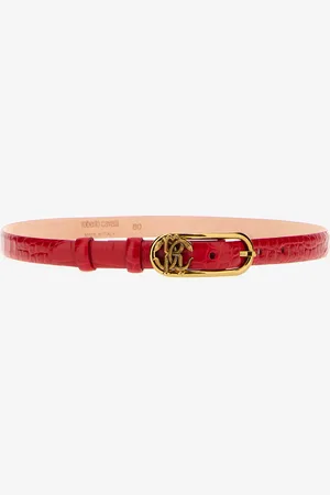 Roberto Cavalli Leather belt with Monogram Mirror Snake