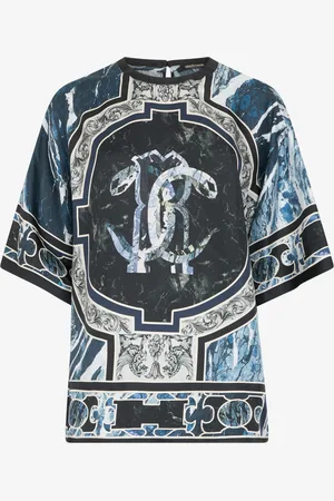 Roberto Cavalli Camiseta estampado monograma Mirror Snake y mármol