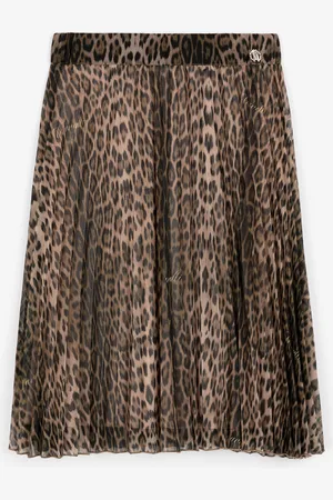 Roberto Cavalli Falda plisada con estampado Leopard