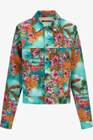 Roberto Cavalli Hawaii print denim jacket
