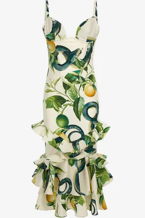 Roberto Cavalli Lemon print midi dress