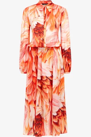 Roberto Cavalli Long dress Plumage print