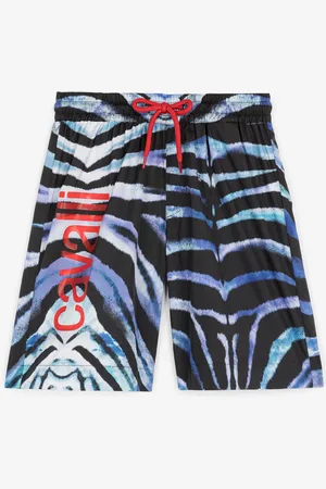 Roberto Cavalli Bañador con logo y estampado Zebra