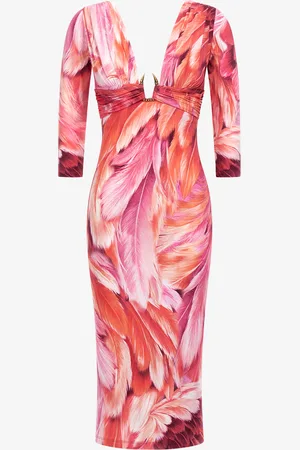 Roberto Cavalli Dress Plumage print