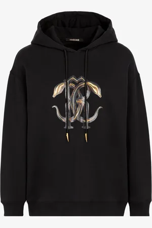 Roberto Cavalli Sudadera de algodón con capucha y logotipos