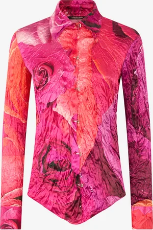 Roberto Cavalli Camisa con botones joya y estampado de rosas