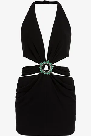 Roberto Cavalli Vestido mini con abertura y adornos
