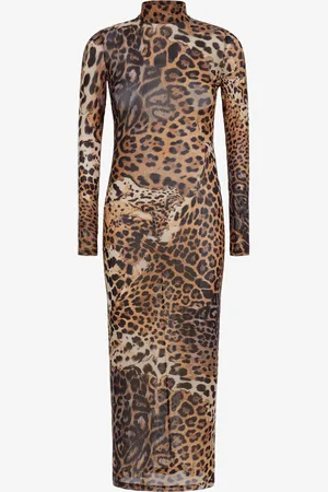 Roberto Cavalli Vestido largo de tul Jaguar